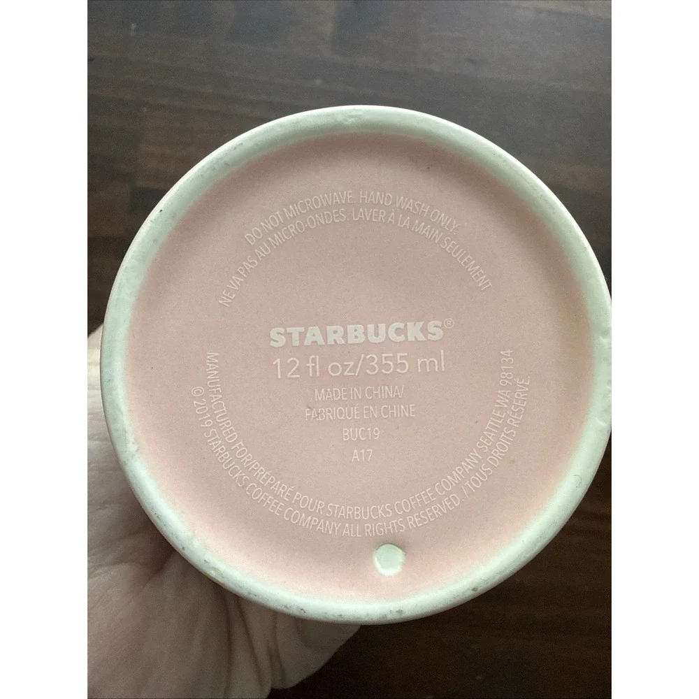 New {NOS} Starbucks 2019 Valentine's Tumbler With Hearts Pink Lid 12 Oz Ceramic
